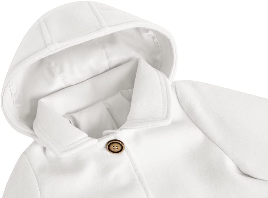 rrhss Baby Girls Button Formal Coat Toddler Kids Hooded Woolen Jacket Fall Winter Outwear - Image 4