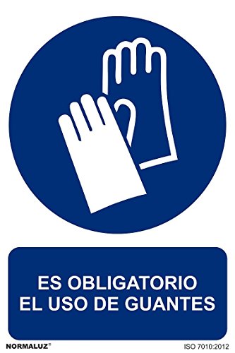 Normaluz RD20003 - señal Es Obligatorio El Uso de Guantes PVC GLASSPACK 0,7 mm 21x30 cm