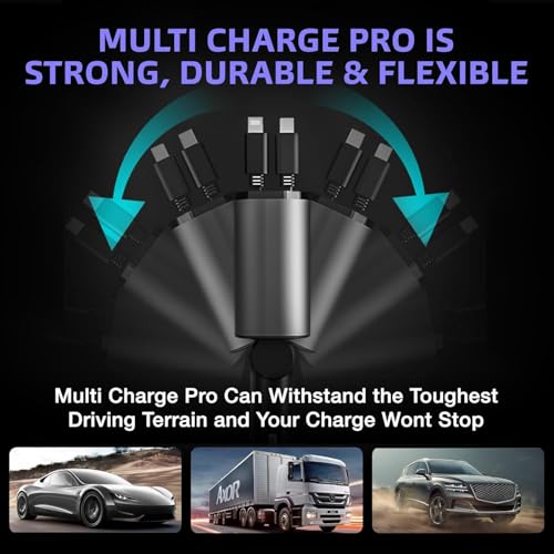 Image of 120W Fast Car Charger (2025 New Model) | Retractable 80CM Type-C Cable | 4-Port Universal Car Adapter for Smartphones & Tablets | Quick Charge Multi-Device Car Charger