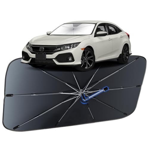 Image of Windshield Sun Shade for Honda Civic 2016-2026, Umbrella Car Shades with 360Rotating Shaft, Foldable Front Window Sunshade for UV & Heat Protection