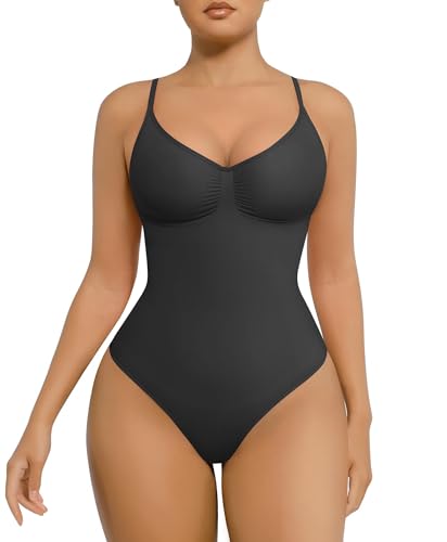 FeelinGirl Shapewear Bodysuit Tummy Control for Women Seamless Sculpting Snatched Waist Body Shaper Body Suit