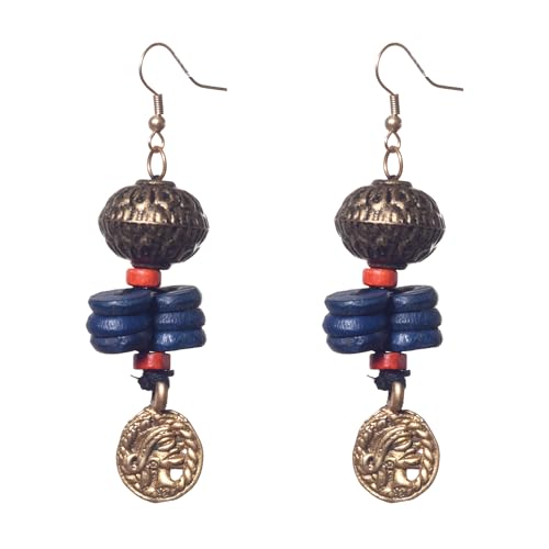 Image of Handcrafted Tribal & Dhokra Art Earrings Collection for Women - Royal Boho Statement Designs in Brass, Wooden, Beaded & Geometric Styles