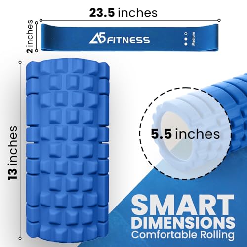 Foam Roller Blue with 3 Resistance Level Bands - Lightweight Foam Rollers for Muscles Provides Relief from Pain Fatigue Improves Tissue Recovery - Massage Roller for Gym, Yoga Pilates - Image 4