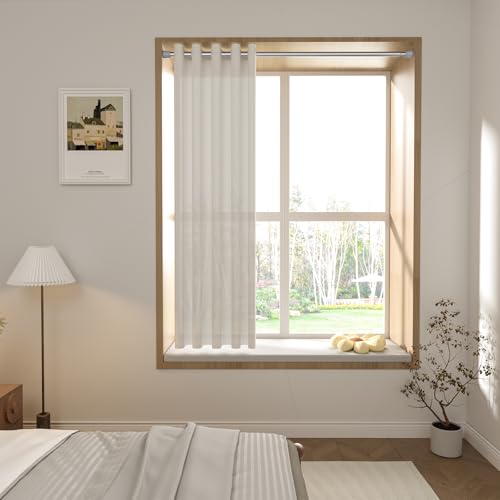 Image of Silver Tension Curtain Rod for Windows 28 to 48 Inch