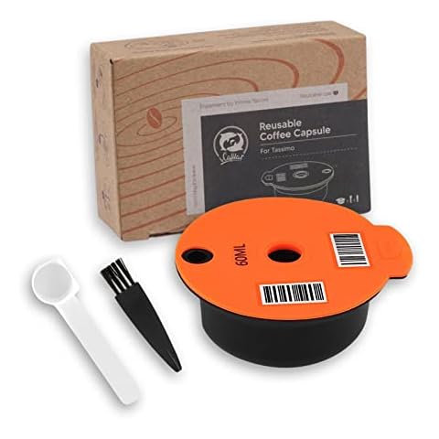 Reusable Coffee Pods, 60ml /180ml Tassimo Reusable Pods for Tassimo Coffee Accessories with Lid Coffee Filter and 1 Spoon and 1Brush (60ml) Cover