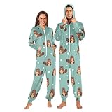 Vdsrup Cute Beaver Adult Onesie Pajamas Heart Sleepwear Homewear Jumpsuits Unisex for Men Womens Couples L Multi