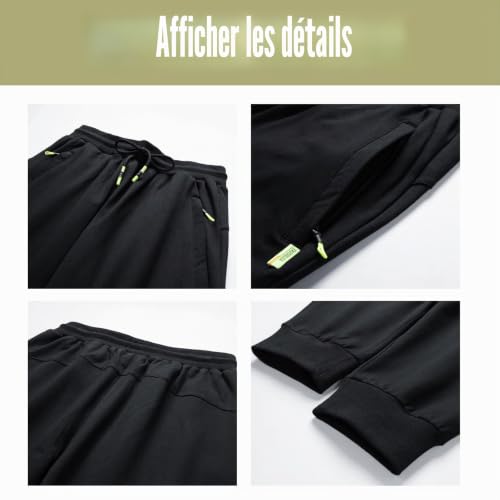 Btmpmcs Homme 3/4 Short de Sport Bermuda Running Jogging Shorts en Plein Air Pantalon de Loisir Été Léger Respirant Court Taille Élastique Training Shorts avec Poches Zippées – vue 3