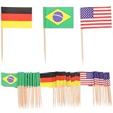 DINHEAROM 125 Stück Zahnstocher Flaggen und Papier für Restaurant und Fingerfood Einzigartige Holzstockflagge zum Dekorieren und Aufpeppen von Speisen Zufälliger Stil