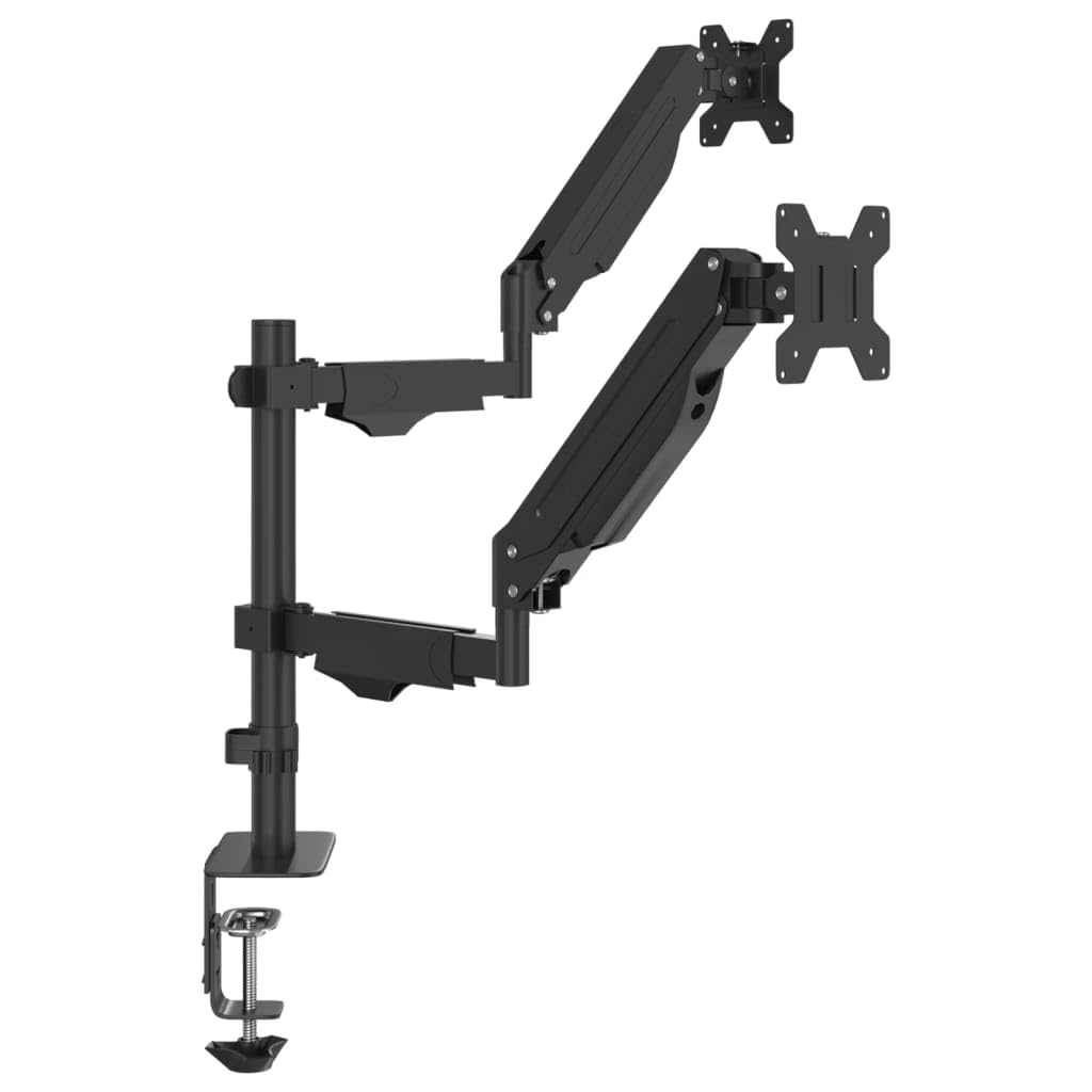 Braccio doppio per monitor da 27 pollici con molla a gas, regolabile in altezza, girevole, estensibile, compatibile con VESA, supporto stabile in acciaio per ufficio, gaming e soggiorno