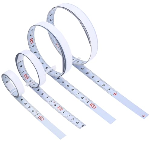 4 Piezas Cinta Métrica Autoadhesiva, 1M Métrica Cinta Metrica Adhesiva, para Mesa de Costura, Mesa de Carpintería (2 x Izquierda a Derecha, 1 Derecha a Izquierda, 1 Centrada)
