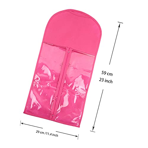 2 Pcs Wig Hair Extensions Storage Bag with Wooden Hanger - Portable Dust-proof Wig Bags (Pink), 24 inches - Image 3
