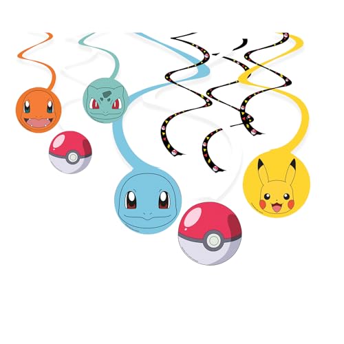 Amscan Pokémon 9917110 Lot de 6 décorations à suspendre pour fête d'anniversaire d'enfant