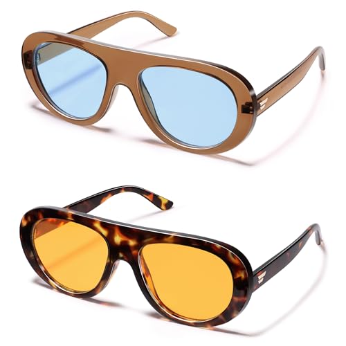 Image of VANLINKER Oversized Retro Aviator Sunglasses for Women Men Chic 70s Vintage Style Trendy 2026 Chunky Sun Glasses VL9865