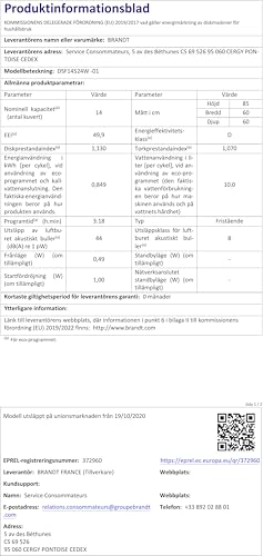 BRANDT Lave vaisselle 60 cm DSF14524W