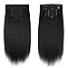 Sassina Brazilian Italian Yaki Straight Clip on Human Hair Extensions Real Remy Hair 14inch Double Weft Clip in Hair Extensions 7 Pieces/Set 120 Grams for African American Black Women