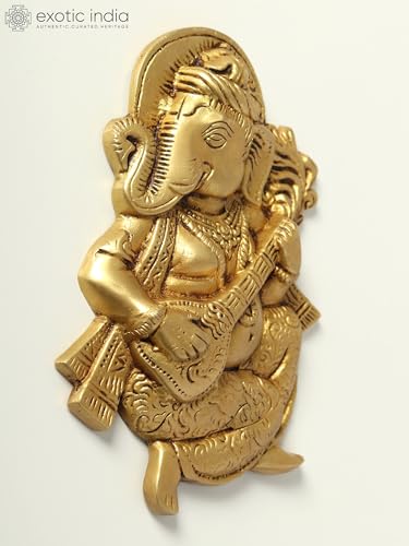 Statue musicale de Ganesh en laiton de 17,8 cm ciselée main - 5