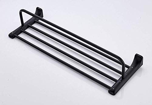Toallero de acero inoxidable negro con estante doble de pared 4