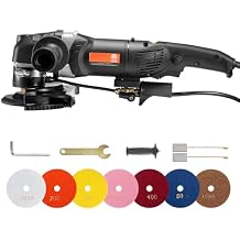 Happybuy Wet Polisher 800W, 4" Concrete Grinder with 6 Variable Speed and 7 Polishing Kits, Wet Grinder Machine for Marble, Granite, Stone, Rock, Tile, Equipped with a GFCI Switch, 700 - 3000 RPM