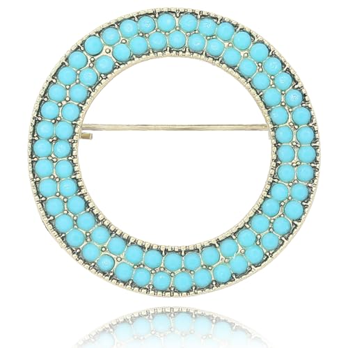 Image of Turquoise West Cowboy Oval Tear Drop Brooch Pin for Women Retro Brooches Pins Classic Fashion Jewelry Accessories Gift