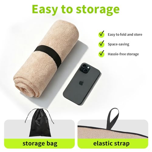 Image of Leader Accessories Beige Waterproof Sweat Towel One Front Bucket Seat Cover for Car Trucks SUV Machine Washable Fitness Athletes Pets Gym | Universal Non-Slip, Fits Car Truck SUV, Machine Washable, For Dog & Kid, Pets, Yoga, Gym, Beach, Swimming, Outdoor Sports