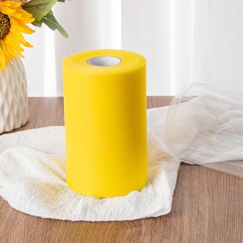 White Tulle Fabric Rolls 6 Inch by 100 Yards (300 feet) Tulle Roll Spool Fabric for DIY Tutu Skirt Baby Shower Birthday Party Wedding Decorations Christmas Craft Supplies (White) - 4