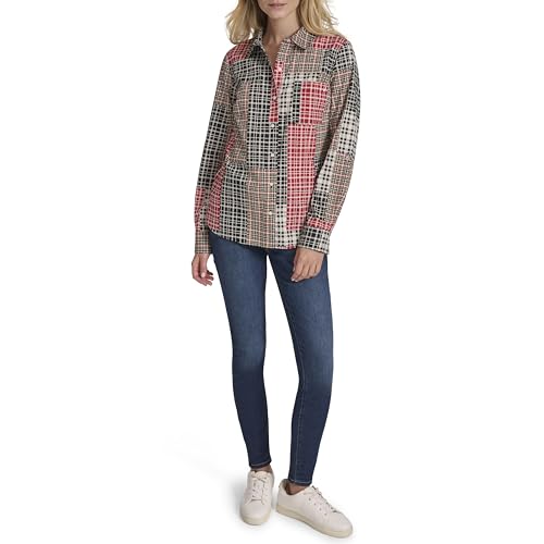 Image of Nautica Women's Button Front Long Sleeve Roll Tab Shirt