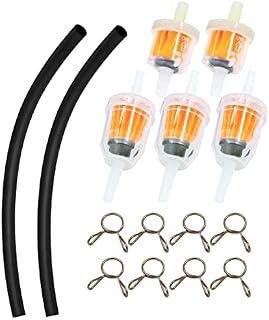 TOSCOS 15PCS Inline Fuel Filter 6mm Hose Kit Universal Car Motorcycle Fuel Filter Hose with 3Pcs Fuel Filters + 2Pcs Mini Fuel Filter +20cm Petrol Pipe Hose Line+8 Pcs Hose Clips for Motorcycle Car