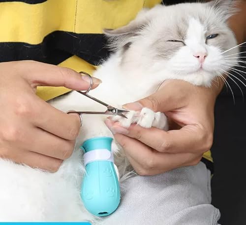 Image of 8 Piece Cat Grooming Supplies ,Adjustable Multifunctional Anti-Bite Shower net Bag,Cat Claw Covers,Cat Bath Brush and Cat Nail Clipper(Grey-B)