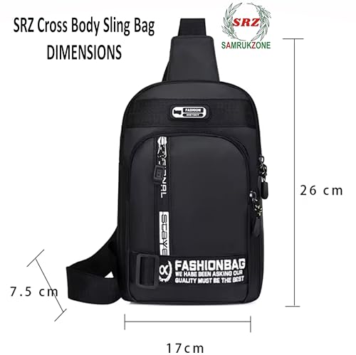 Image of SRZ Crossbody Sling Bag for Men, Women, Water Resistant, Oxford Material, 4 Pockets, Earphone Hole