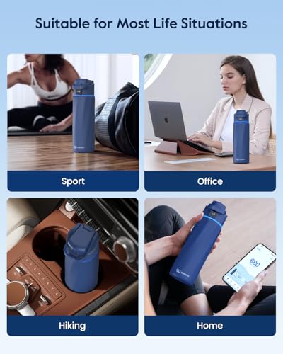 WATERH Boost Smart-Wasserflasche mit Erinnerung, Wasser zu trinken, 710 ml, BPA-freie Edelstahl-Vakuum-isolierte Wasserflasche