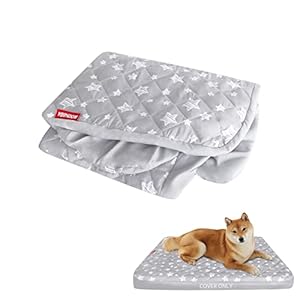 Dog Bed Covers Replacement Washable Pet Hair Easy to Remove, Waterproof Dog Bed Covers Noiseless Quilted, Pet Bed Cover Lovely Grey Star Print, Puppy Bed Cover 27×36 Inches, for Dog/Cat, Cover Only
