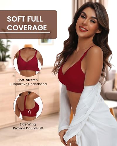 Image of HORISUN Comfortable Seamless Full Coverage Bra for Women Wireless Bras with Soft Support Regular and Plus Size