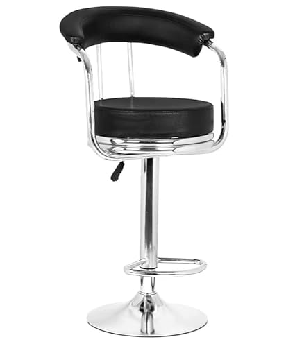 Tirthankara Swivel High Counter Bar Stool with Armrest & Square Back Fabric Cushion,Height Adjustable Bar Chair Comfortable for Kitchen|Reception|Cafeteria|Pub's (Black)