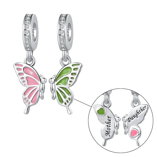 NARTGO Mother and Daughter Butterfly Charm Compatible with Pandora Charms Bracelets