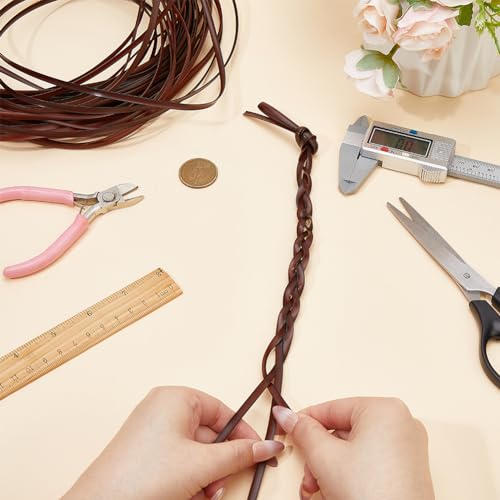 GORGECRAFT 5mm x 30m Rattan Repair Kit Weave Material Plastic Flat Basket Wicker Weaving Reed Synthetic Rattan Woven Knit Furniture Plastic Cane Wooden Fix for Garden Patio Chair Sofa Box Red Brown - Image 3