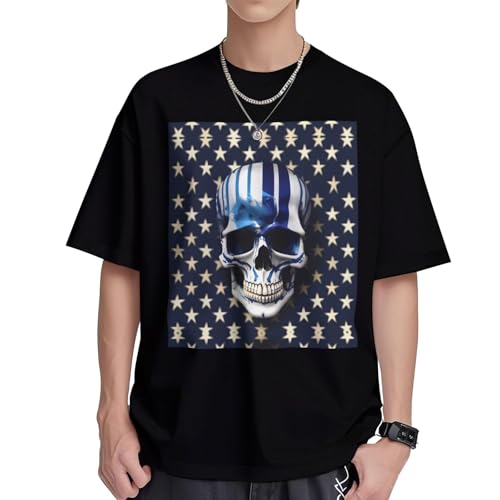 T-shirt à manches courtes à rayures bleues et étoiles col rond tendance