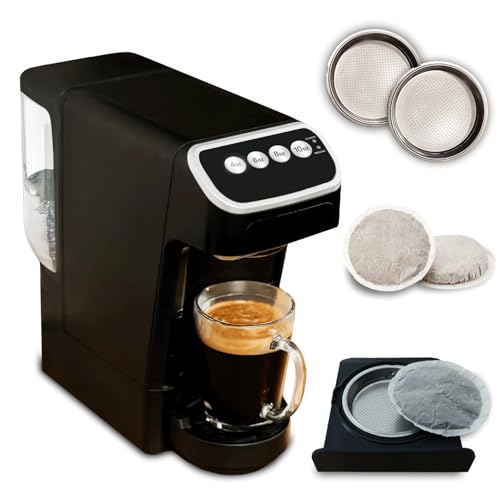 PeleCafe Coffee Machine Compatible with Senseo Pods, Fast Brewing Rich Flavor Extraction Space Saving Sleek Modern Barista Quality Taste, Crema Layer on Top