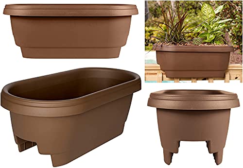 Bloem Deck Rail Planter, Balcony, (Bloem Deck Balcony Rail Planter 24" Black, 2 Pack, Chocolate) #TOP4