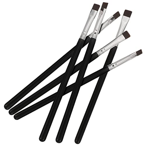 PATKAW 6 Piezas cepillo de cejas plano brocha pequeña para sombra de ojos pestañas pinceles maquillaje pinceis maquilhagem pincel delineador de ojos plano cepillo de ojos cosméticos Black