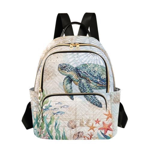 Image of Sea Turtle Quilted Backpack Purse for Women Fashion Small Backpack M | Shoulder Bag Travel Casual Daypack