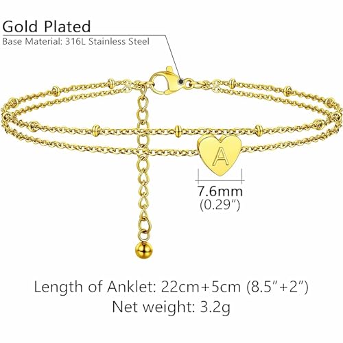 26 Initials Double Layer Anklet, Beautiful Simple Ankle Jewelry Beach Vacation Ankle Chain for Women and Girls - Image 5