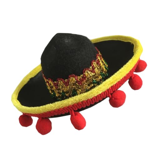 VANZACK 2Pcs Stylish Mini Mexican Style Pet Hat for Dogs Puppies Woven Ornament with Accessory for Cute Summer Photos and Festive Occasions