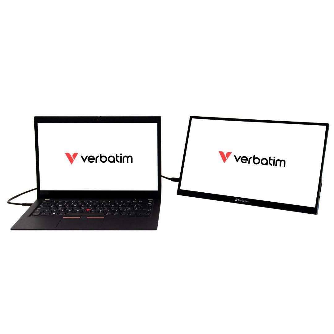 Verbatim PMT-15 LED-Monitor 39,6 cm 15.6" tragbar Touchscreen 1920 x 1080 Full HD 1080p IPS 1000:1 HDMI 2xUSB-C Lautsprecher | Tragbarer Monitor Touchscreen mit USB-C und HDMI für Macbook, PC, Laptop, Tablet, Konsole und mobiles Arbeiten unterwegs