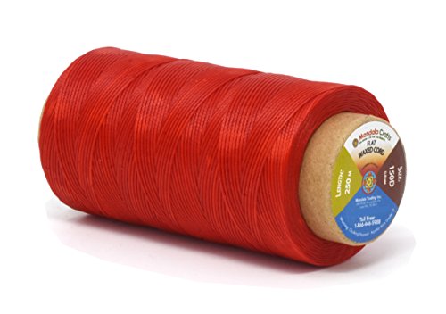 Flat Waxed Thread for Leather Sewing - Leather Thread Wax String Polyester Cord for Leather Craft Stitching Bookbinding by Mandala Crafts 150D 0.8mm 273 Yards Red