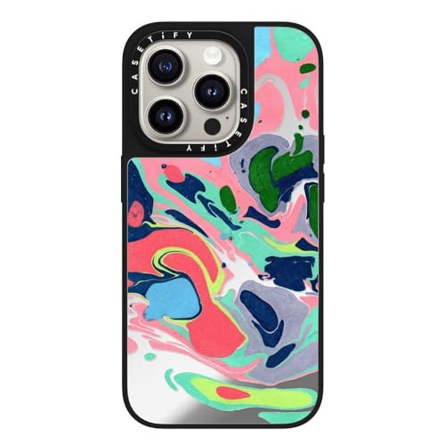 Coque miroir iPhone 15 Pro CASETiFY protection antichoc 1.5m antichoc marbre MagSafe noir