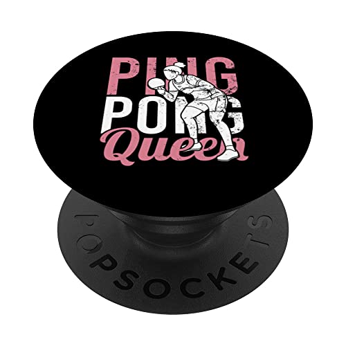 Ping Pong Player Girl Women Women Outfit! Table Tennis PopSockets Adhesive PopGrip, Black
