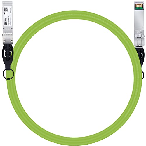 Image of H!Fiber Green SFP+ Cable, 10G SFP+ DAC, 5M(16.4ft), Passive Direct Attach Copper Twinax Cable for Cisc SFP-H10GB-CU5M, Ubiquiti UniFi UC-DAC-SFP+, TP-Link, Mikrotik, Intel, Fortinet, Netgear and More