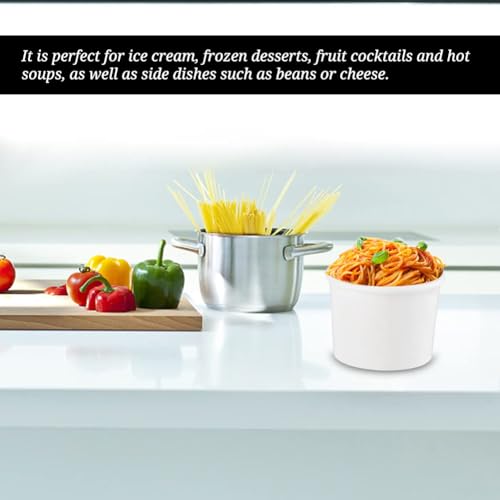 Image of 12 oz 25 Pack Paper Soup Cups with Lids, Disposable Paper Soup Bowls | Ice Cream Containers, White Disposable Food Containers White for Hot or Cold Soup