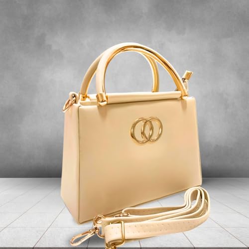 Image of TCRAZY Women's PU Leather Crossbody Sling Bag | Twin Compartments, Zip Closure & Gold Accent Handle