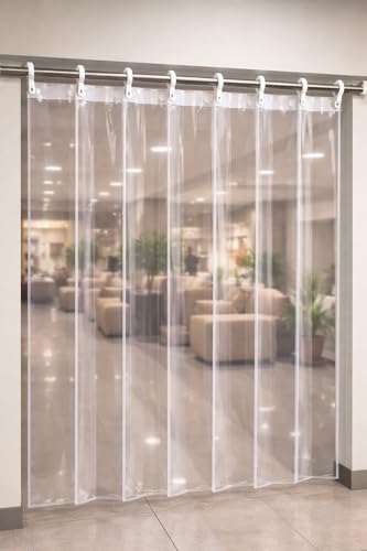 Image of ans Dreams PVC Curtains 2 mm Heavy Quality - Transparent Strip Door Curtains for AC Rooms, Showrooms, Malls, Restaurants - Set of 6 Strips, 7 ft Long, Durable